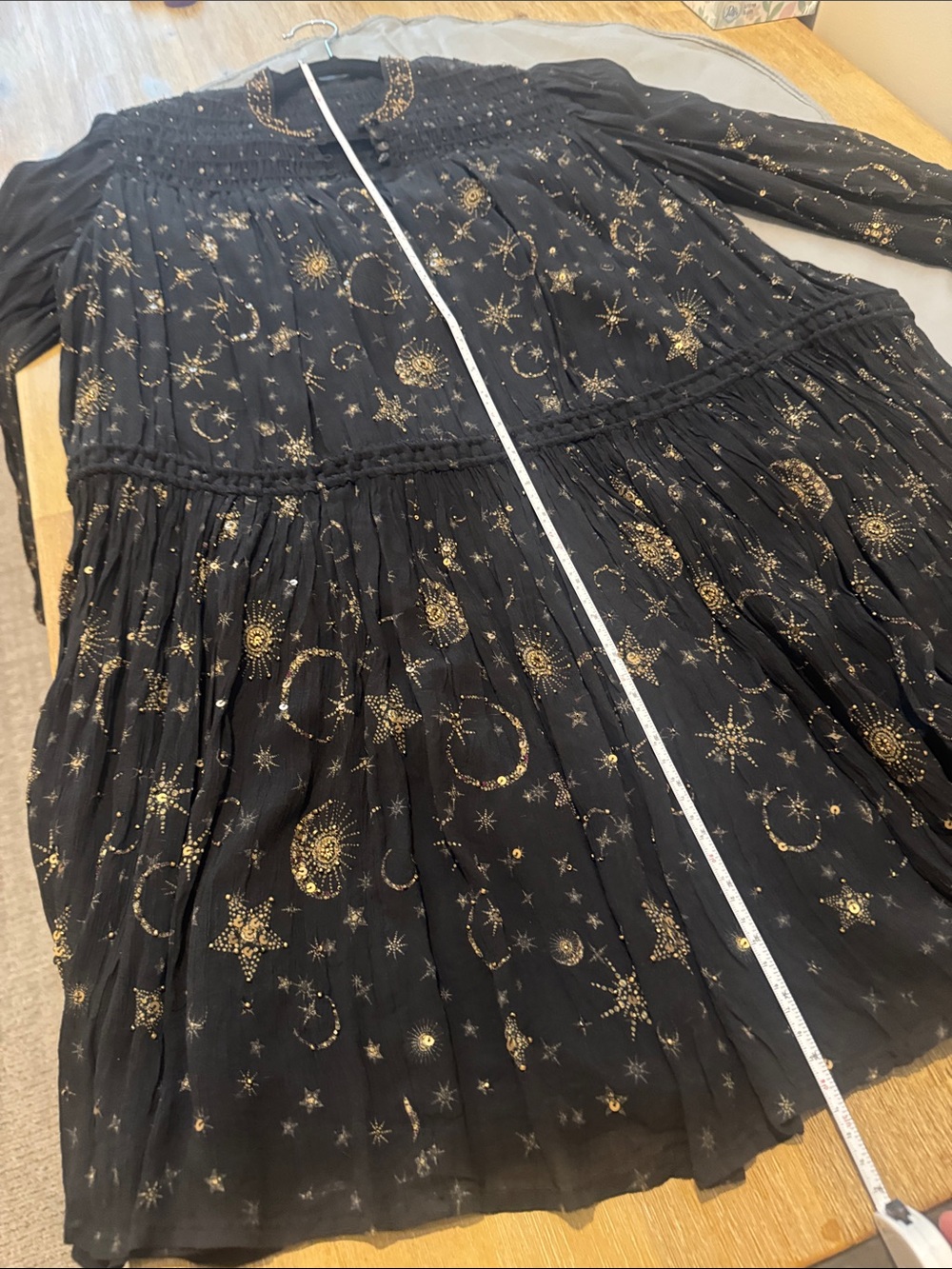 AllSaints Black Long-Sleeve Celestial Print Dress - Picture 9 of 12